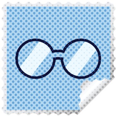 Gözlük grafik kare etiket damga