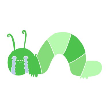 düz renk tarzı çizgi film caterpillar üzüntülerini üzerinde saplantı haline