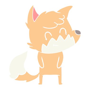 düz renk tarzı çizgi film dostu fox