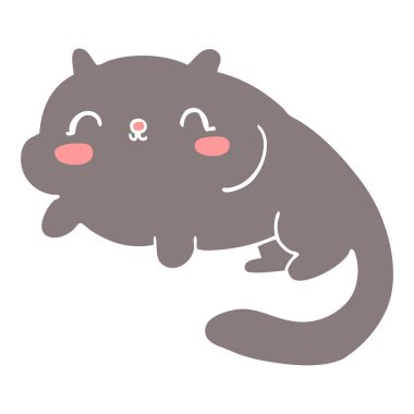 düz renk stil karikatür kedi