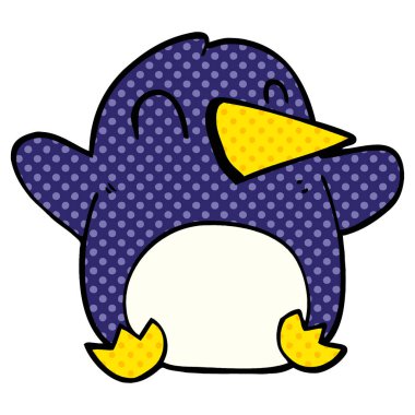 Doodle yılbaşı penguen karikatür