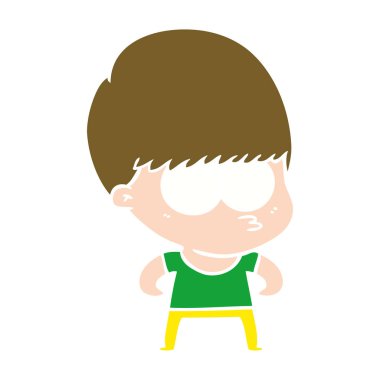 meraklı düz renk stil çizgi film erkek