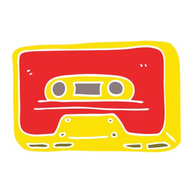 düz renk tarzı çizgi film eski teyp kaseti