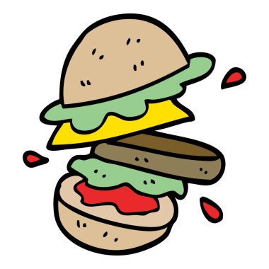 çizgi film doodle burger illüstrasyon