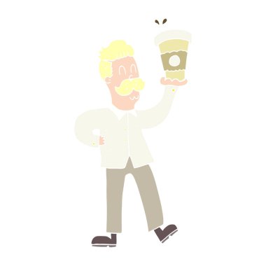 kahve bardakları adamla düz renkli çizimi