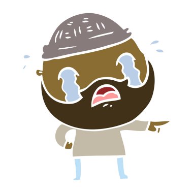 düz renk stil çizgi film ağlayan adam sakallı