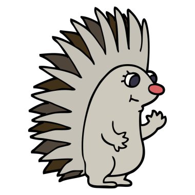 çizgi film doodle dikenli kirpi