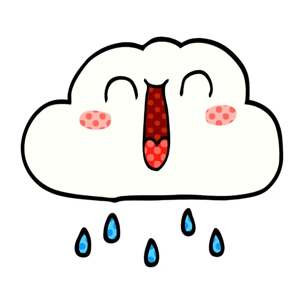 Happy Cartoon Doodle Rain Cloud — Stock Vector