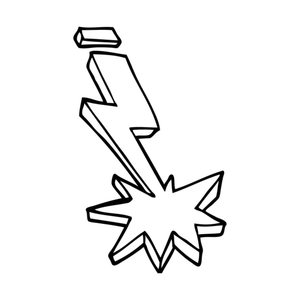 Line Drawing Cartoon Thunder Bolt — Stock Vector