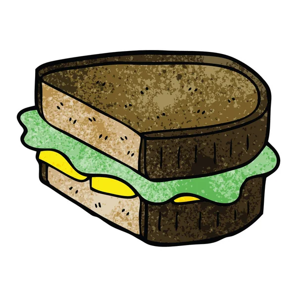 Dibujos Animados Doodle Cargado Sándwich Vector Ilustración — Archivo Imágenes Vectoriales