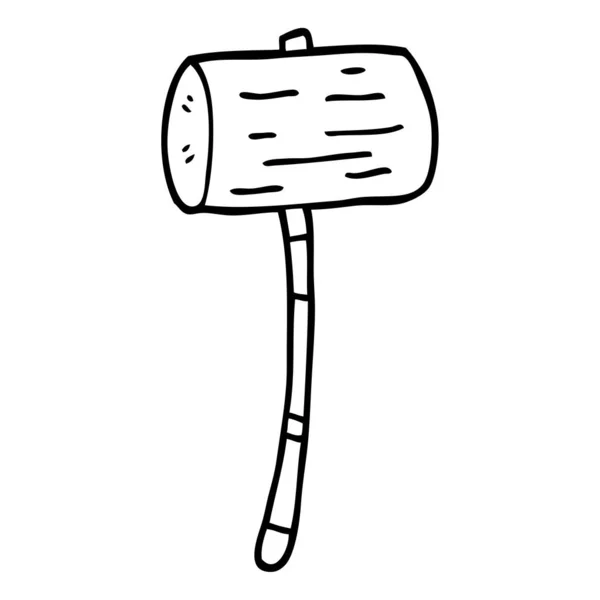 線画漫画木の槌 — ストックベクタ