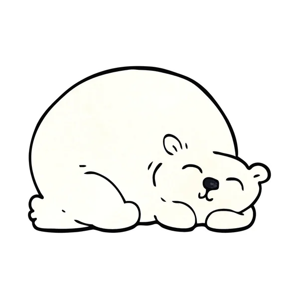 Dibujos Animados Garabato Feliz Oso Polar Durmiendo — Archivo Imágenes Vectoriales