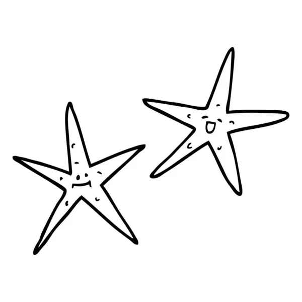 Line Drawing Cartoon Star Fish — Stock Vector