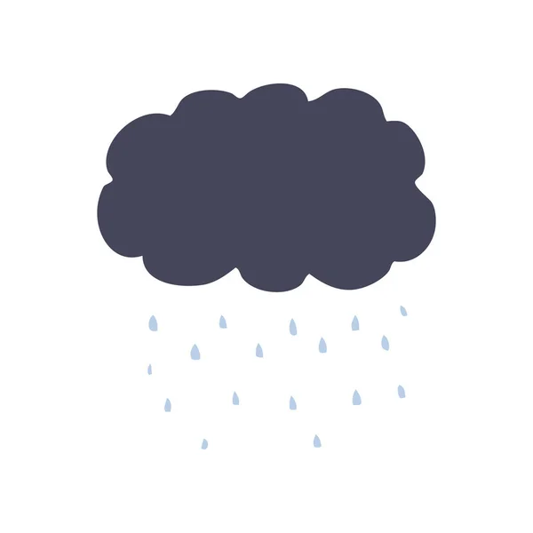 Plat Couleur Style Dessin Animé Nuage Pluie — Image vectorielle