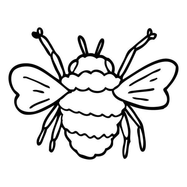Лінія Малювання Мультяшна Бджола — стоковий вектор
