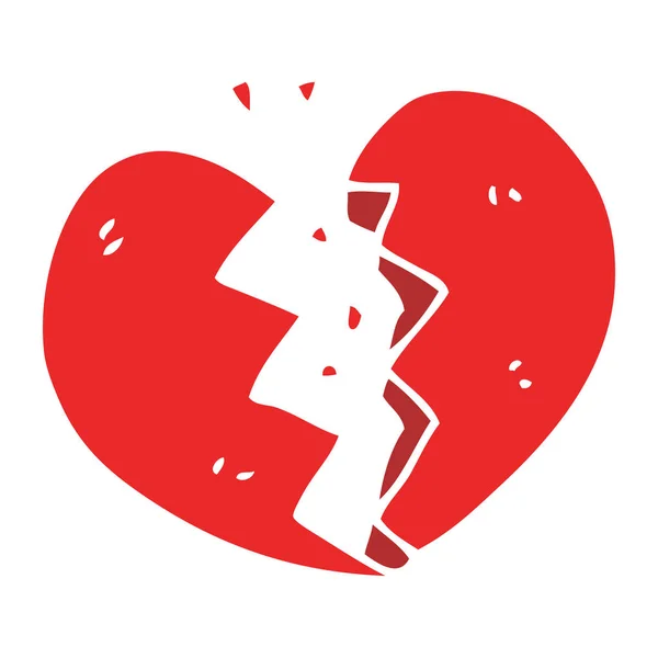 Cartone Animato Doodle Cuore Spezzato — Vettoriale Stock