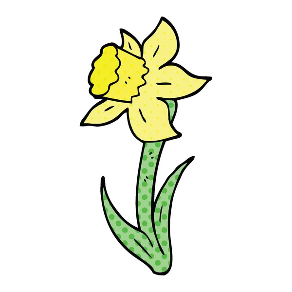 Comic Book Style Cartoon Daffodil — Stock Vector