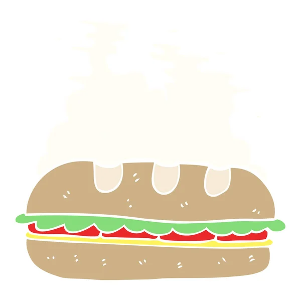 Flat Color Illustration Huge Sandwich — Stock Vector