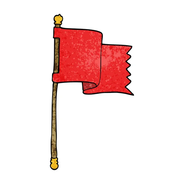 Desen Animat Doodle Fluturând Steag — Vector de stoc