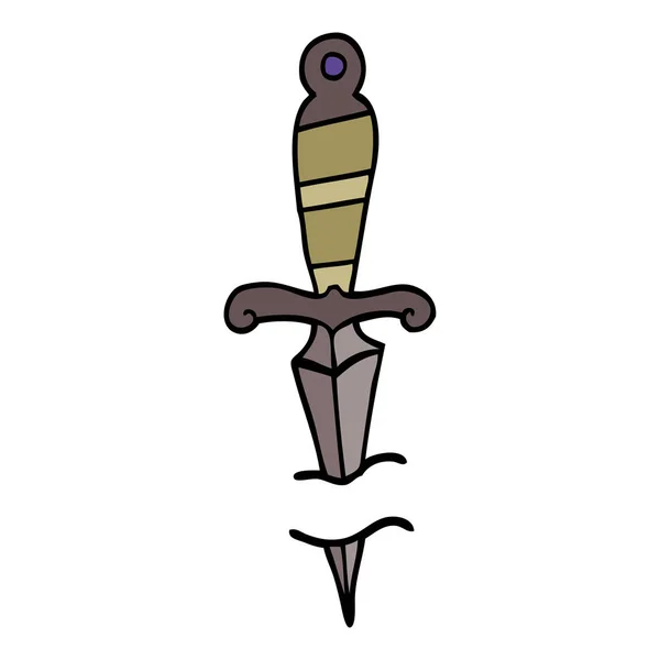 Cartoon Doodle Tätowierung Dolch Symbol — Stockvektor