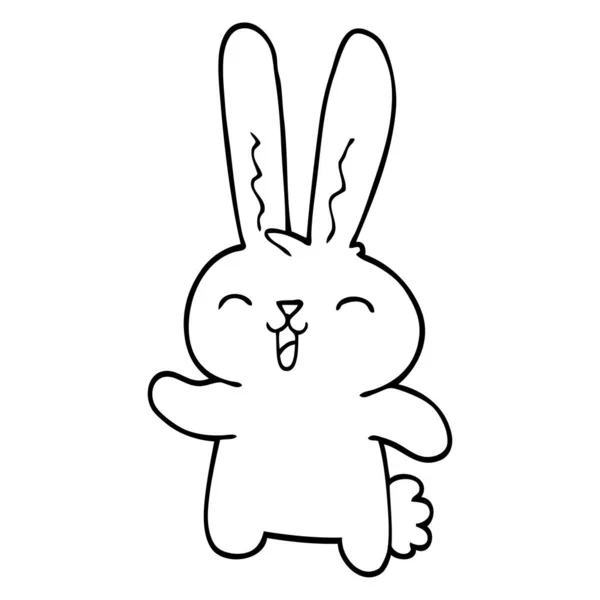 Line Drawing Cartoon Jolly Rabbit — Stock Vector