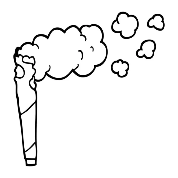 Preto Branco Cartoon Cannabis Cigarro — Vetor de Stock