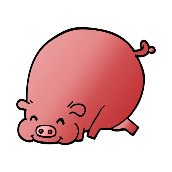 Cartoon Doodle Fat Pig — Stock Vector