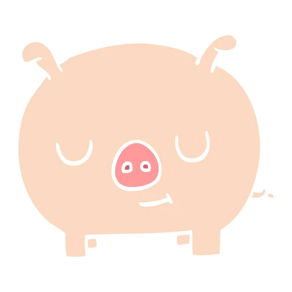 Kartun Doodle Happy Pig - Stok Vektor