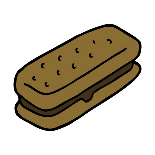 Biscuit Chocolat Doodle Dessin Animé — Image vectorielle