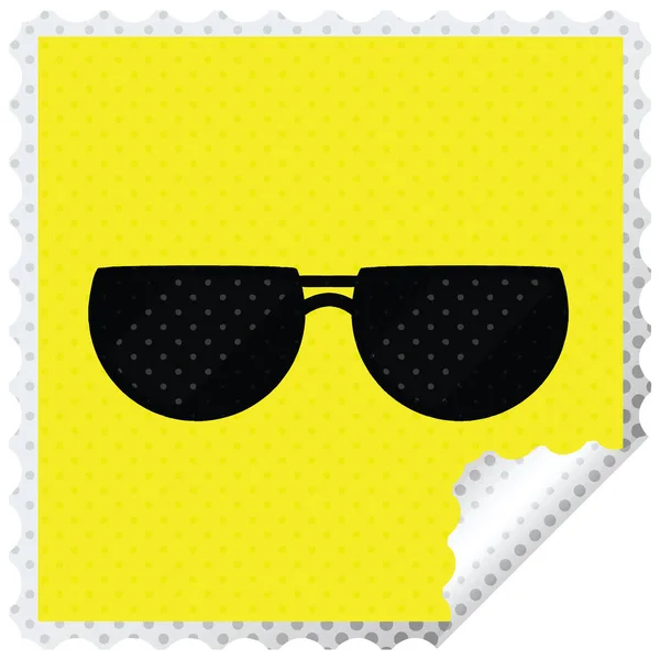 Zonnebril Grafische Vierkante Sticker Stempel — Stockvector