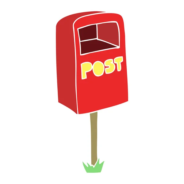 Flat Color Illustration Post Box — Stock Vector