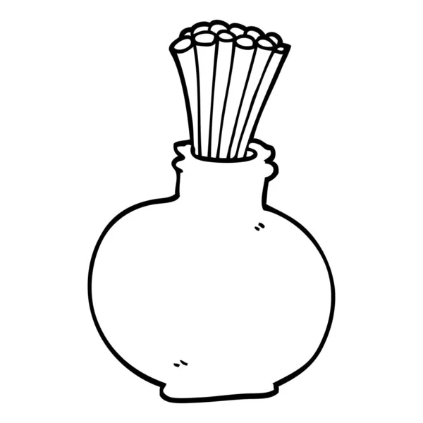 Dessin Trait Roseaux Dessin Animé Dans Vase — Image vectorielle