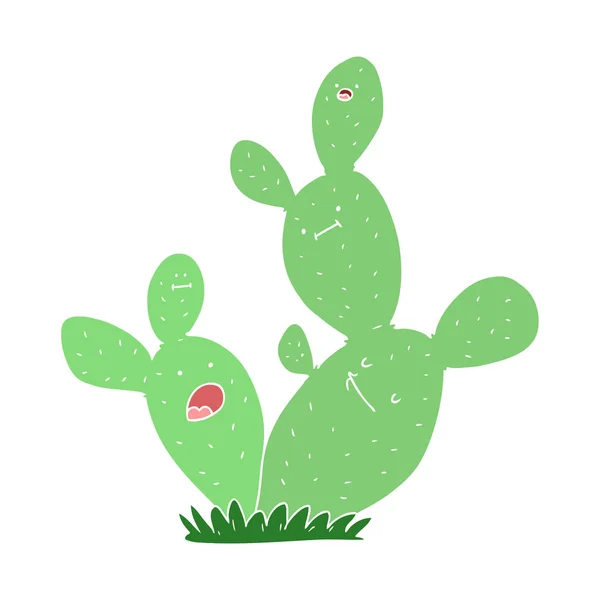 Cactus Dibujos Animados Estilo Color Plano — Vector de stock