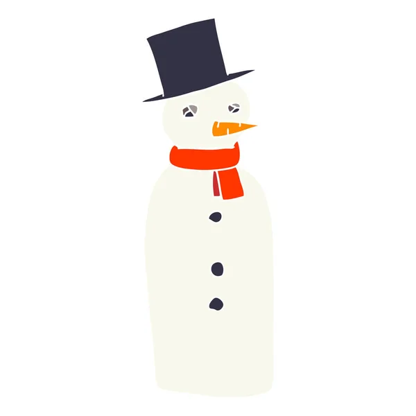 Dessin Animé Doodle Bonhomme Neige Traditionnel — Image vectorielle