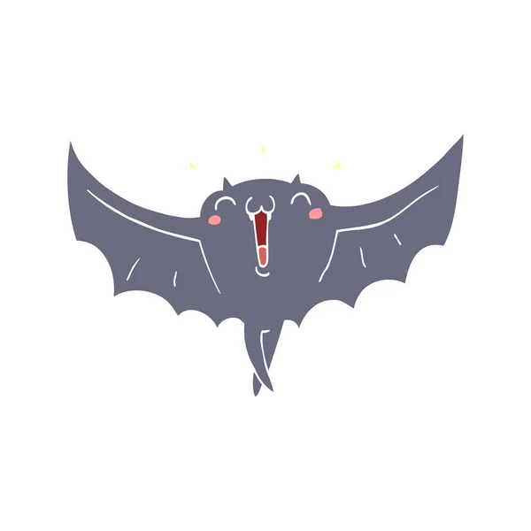 Plat Couleur Style Dessin Animé Heureux Vampire Chauve Souris — Image vectorielle