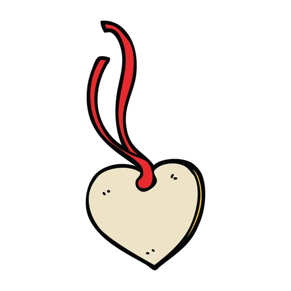 Çizgi Film Doodle Kalp Hediye Etiketi Şeklinde — Stok Vektör