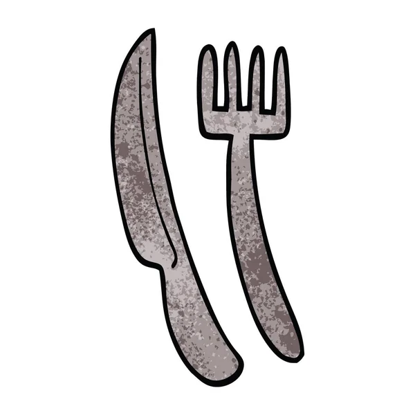 Cartoon Doodle Μαχαίρι Και Πιρούνι — Διανυσματικό Αρχείο