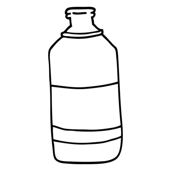 Lijntekening Cartoon Oude Groene Fles — Stockvector