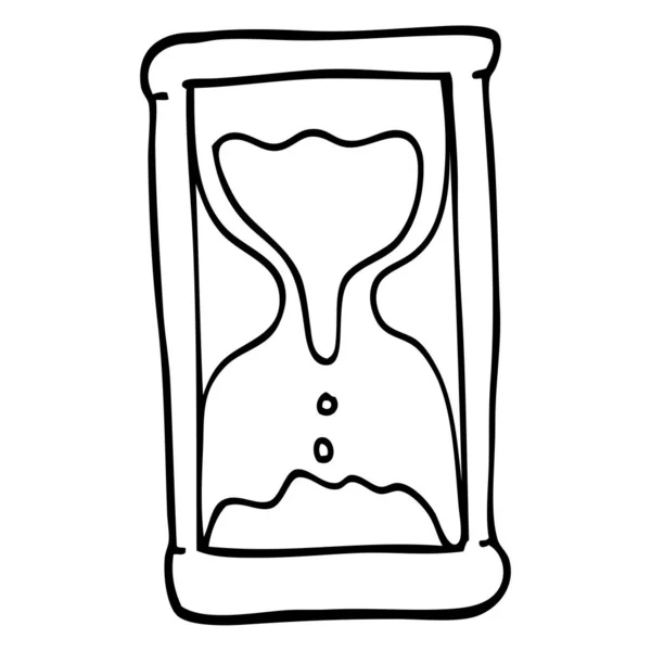 Línea Dibujo Dibujos Animados Reloj Arena — Vector de stock