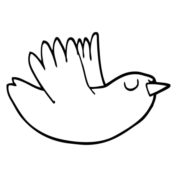 Noir Blanc Dessin Animé Oiseau Volant — Image vectorielle