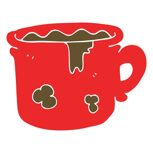 Ilustracja Płaski Kolor Stare Filiżanki Kawy — Wektor stockowy