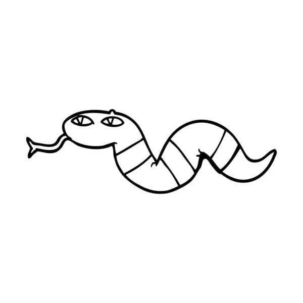 Dibujo Línea Dibujos Animados Una Serpiente — Vector de stock