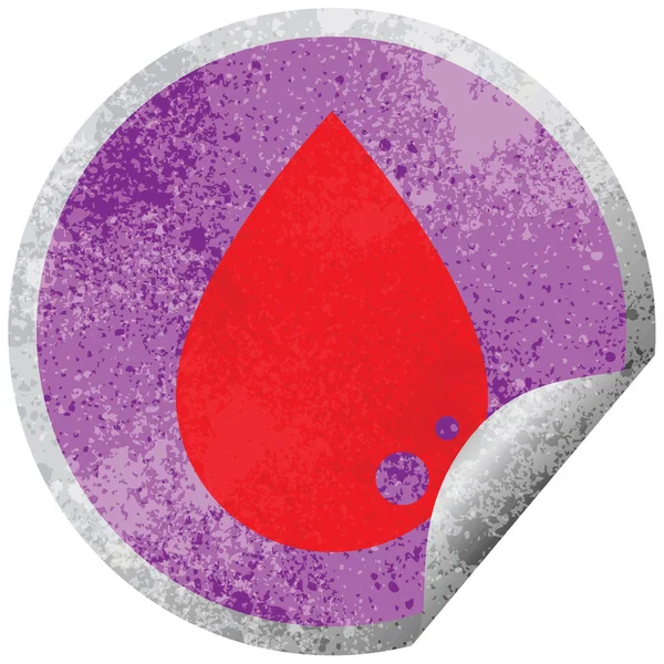 Vetor Gráfico Gota Sangue Adesivo Peeling Circular — Vetor de Stock