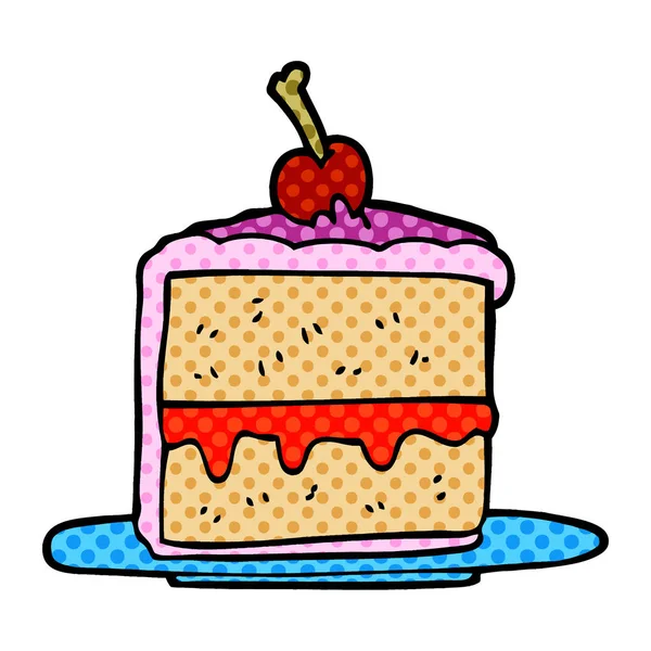 Cartoon Doodle Kuchen Scheibe — Stockvektor