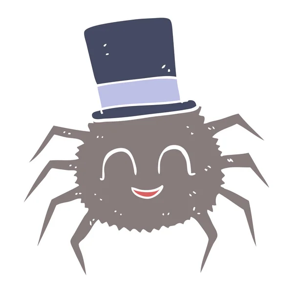 蜘蛛穿顶帽子的扁平颜色例证 — 图库矢量图片