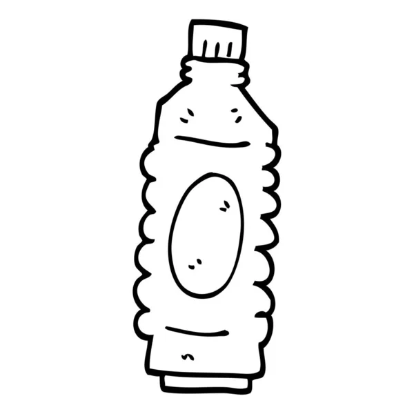 Line Drawing Cartoon Water Bottle — Stock Vector