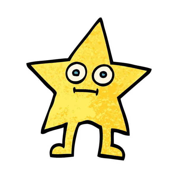 Grunge Textured Illustration Cartoon Star Character — Stock Vector