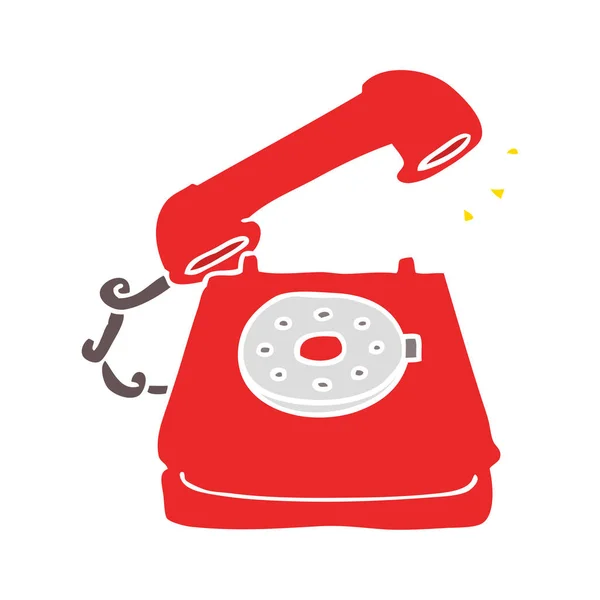 Flache Farbe Stil Cartoon Altes Telefon — Stockvektor