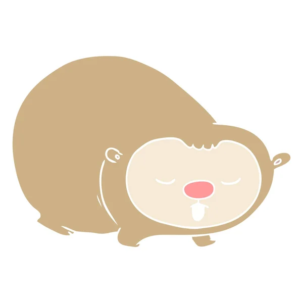 Flat Color Style Cartoon Wombat — Stock Vector