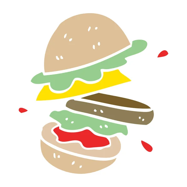 Fumetto Doodle Hamburger Illustrazione — Vettoriale Stock